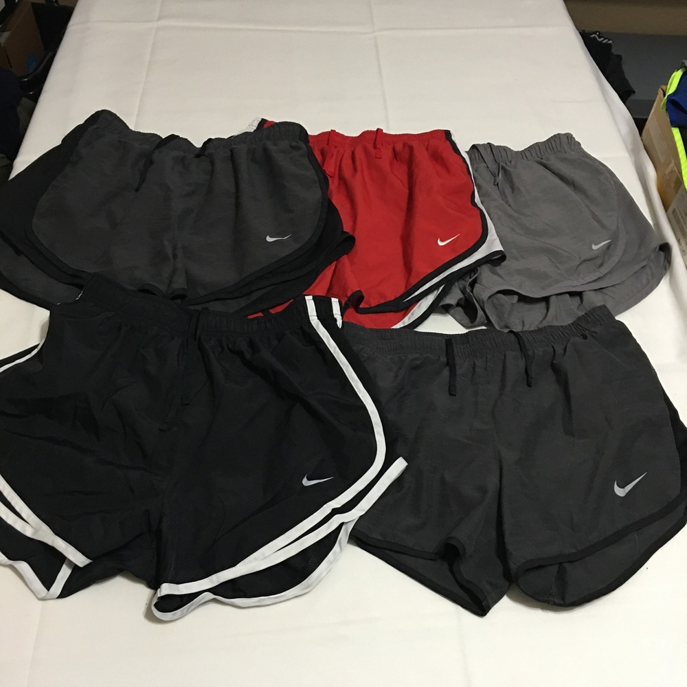Lot of 5 Nike Running Shorts Womens Medium Black Red Gray Dri-Fit Athletic